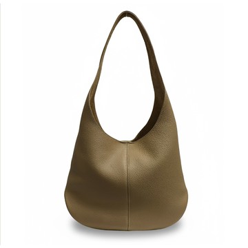 真皮肩背流浪包  | 淺棕