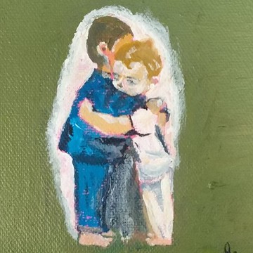 童心相依  難捨難分/原創油畫作品/只此唯一/是情懷、感動、思念