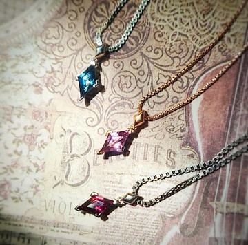 菱形倫敦藍瑞士藍托帕石/紫晶/玫瑰榴石純銀吊墜