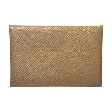 【二手名牌BRAND OFF】HERMES 愛馬仕 大象灰 Epsom皮革 Calvi 名片夾 零錢包 Y刻