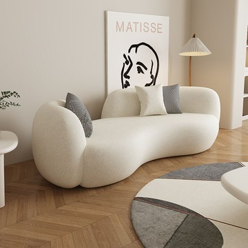 【台灣公司 可打統編】免運 沙發 創意沙發 奶油風弧形沙發異形現代簡約小戶型客廳羊羔絨侘寂風服裝店美容院 可開發票 全館六折 工廠現貨直銷 新品特價 c9241
