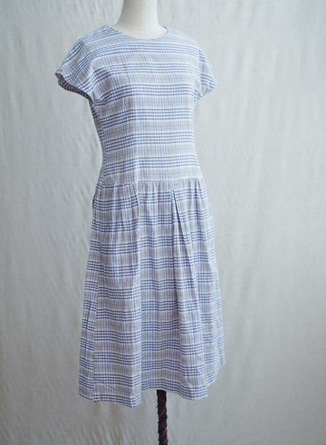 低腰格子連身洋裝古董古著vintage