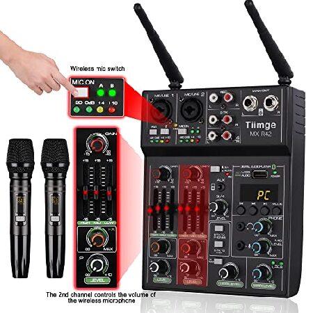 Professional Audio Mixer With Dual Wireless Microphone, Sound Board Console System Interface Channel Dj Mixer USB Bluetooth MP3 Computer Input 48V P