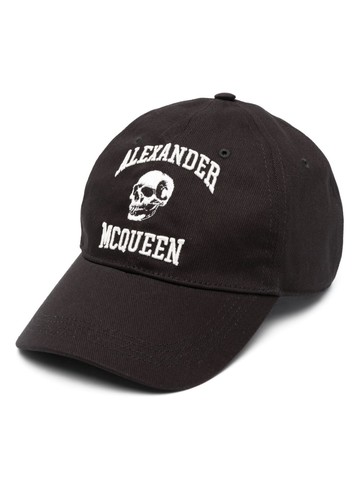 Alexander McQueen - embroidered-motif baseball cap - men - Cotton/Cotton/Lamb Skin/Polyester - S - Black