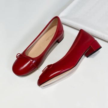 木易先生 巨好穿~中跟單鞋小紅鞋芭蕾舞鞋黑色淺口工作鞋紅色婚鞋