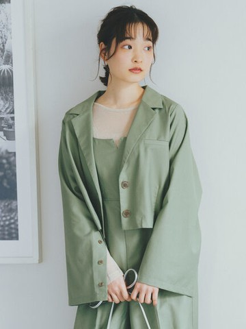 俐落袖開衩剪裁短版西裝外套(FF42L0Y0380) - ehka sopo