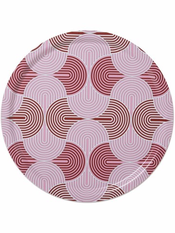 La DoubleJ - slinky-print round tray - unisex - Wood - One Size - Red