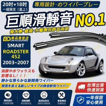 【ROADSTER 452 撥水劑專用雨刷】專為鍍膜玻璃研製 含水蠟 矽膠鍍膜 2003~2007 20吋+18吋 靜音