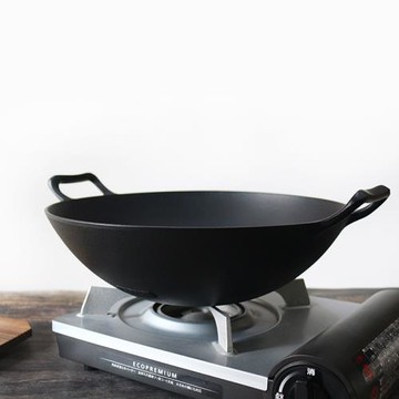 日本進口南部鐵器深型中華鍋炒鍋燃氣灶直火圓底鍋鑄鐵鍋炒菜鍋