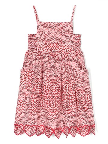 Stella McCartney Kids - heart-print cotton midi dress - kids - Polyester/Cotton - 5 - Red