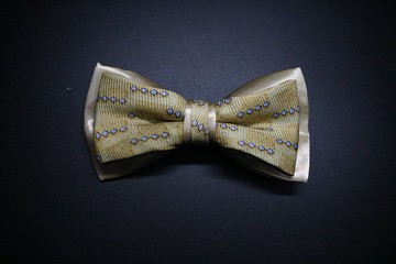 窄版雙層真絲小菱格領結/紳士婚禮禮服蝴蝶結