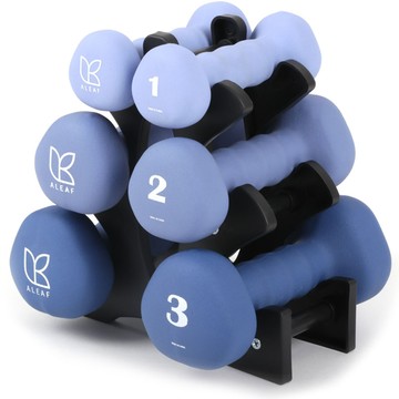 ALEAF 新prene三角啞鈴組 1kg 2入 + 2kg 2入 + 3kg 2入 + 啞鈴架  1組  12kg