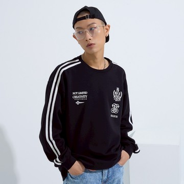 【ERSS】男裝 長袖 t恤 長袖上衣 英倫 學院風 時尚 黑色【K60309】