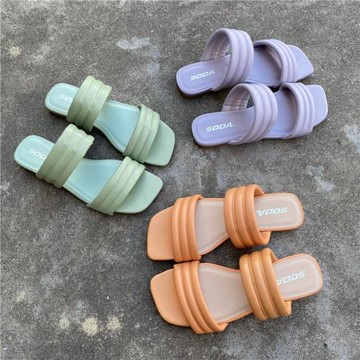 外貿歐美女鞋大碼新款二帶拖鞋女夏外穿網紅軟底仙女一字拖面包拖