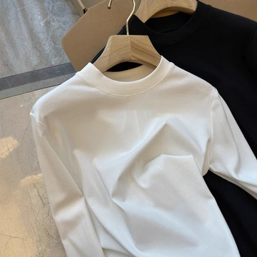 【米婭~輕奢 1-5天出貨】正韓代購 吹爆，T*e Ro*出品！！！ 極簡簡約純色圓領 後中縫匹馬棉 長袖T恤女