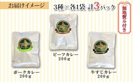 先行受付熨斗対応 北海道 倶知安 カレー 3種 食べ比べ セット 計3個 中辛 スープカレー ビーフ ポーク 牛すじ カレー 詰め合わせ じゃがいも 牛 牛肉 豚肉 肉 業務用