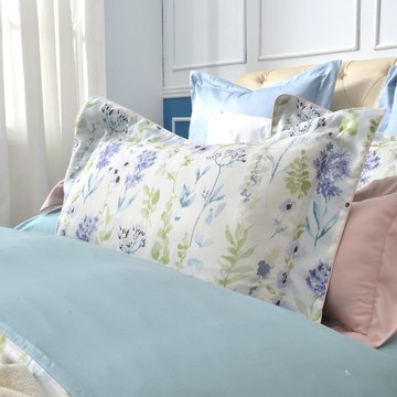 Caliphil 膠原蛋白天絲歐式枕套300織/波登花園/湖綠色