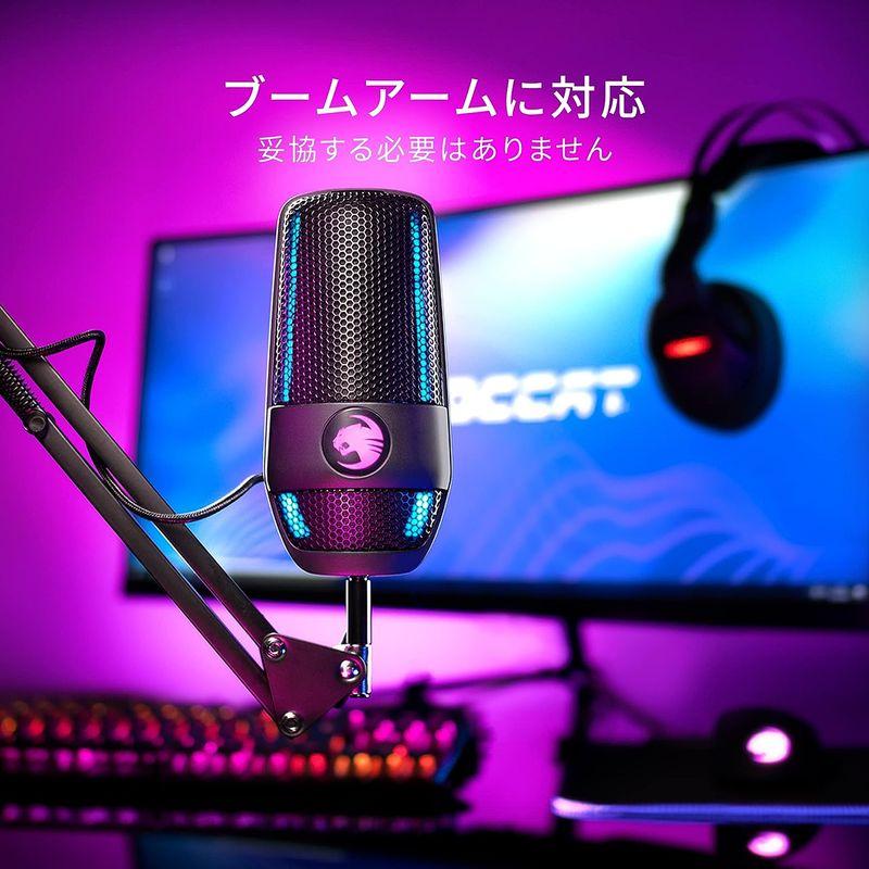 ROCCAT コンデンサーマイク Torch USB ゲーミングマイク PC ゲーム配信 RGB ピックアップパターン 3種類 スタジオグレ