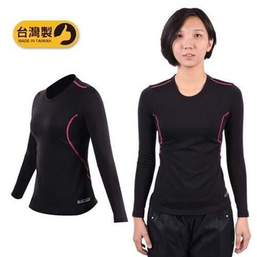 【FIRESTAR】女A1長袖保暖T恤-刷毛 保暖 緊身衣 台灣製 黑桃紅