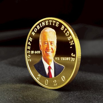 【拜登彩印款】2020美國新總統紀念章 鍍金鍍銀硬幣金屬工藝品