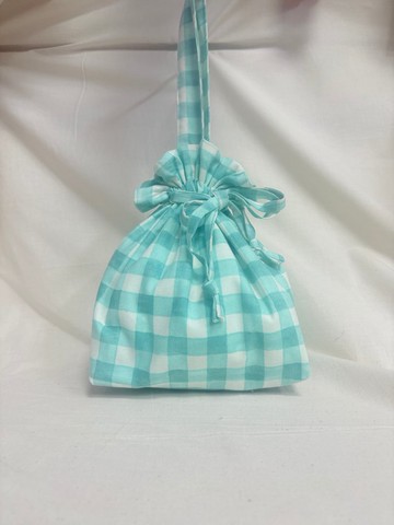 束口袋手腕包-水彩風湖水藍