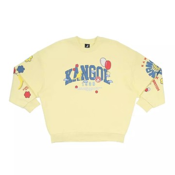 KANGOL 大學T 黃色 繽紛印花 長袖 上衣 女 6552100362