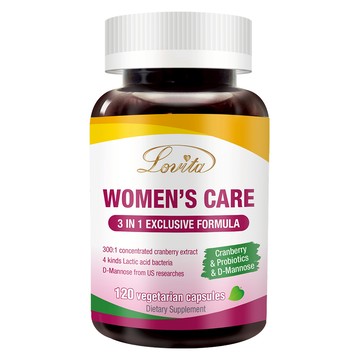 LOVITA愛維他 蔓益舒(120顆素食膠囊)(蔓越莓 前花青素 甘露糖 益生菌 私密保養)