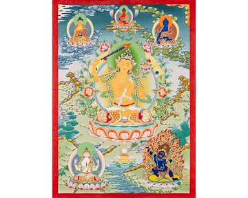 神聖唐卡 精美的文殊菩薩唐卡 開悟的傑作