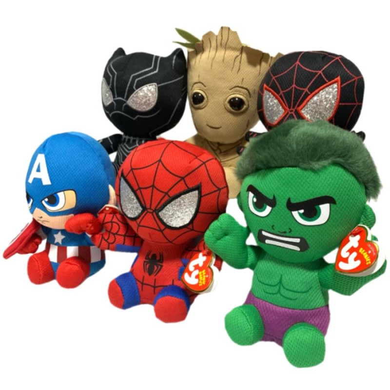 マーベル MARVEL ty ぬいぐるみ 6体セットスパイダーマン ブラック