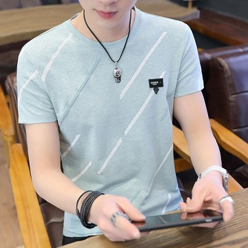冰絲t恤男士夏季新款2022韓版修身半袖體恤ins潮牌短袖男裝上衣服