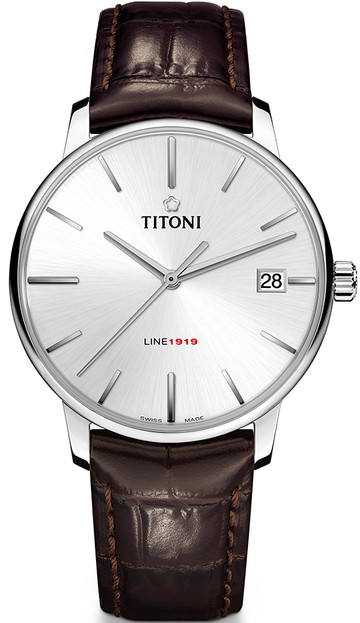 TITONI 梅花錶 LINE1919_SER 系列 機械男腕錶(83919S-ST-575)-40mm-銀面皮革【刷卡回饋 分期0利率】【APP下單點數13倍送】