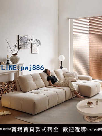 【物美價廉】現代簡約像素沙發客廳直排豆腐塊可移動靠背大坐深雪尼爾布藝沙發