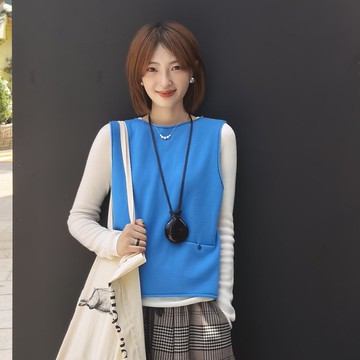 一字領兩面穿針織背心|馬甲|兩色|秋款|Sora-1918