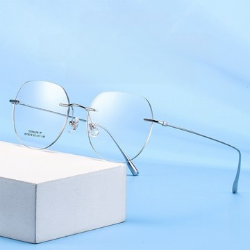 眼鏡框 眼鏡架 純鈦眼鏡 時尚配飾 無框眼鏡 半圓形大框眼鏡 069