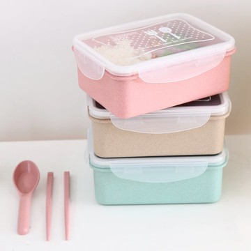 秸稈便當盒學生帶飯盒可愛環保冰箱食物保鮮盒密封分格午餐盒