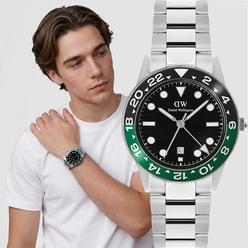 Daniel Wellington DW 男錶-40mm Iconic GMT 極簡美學運動風手錶-黑x綠 DW00100920