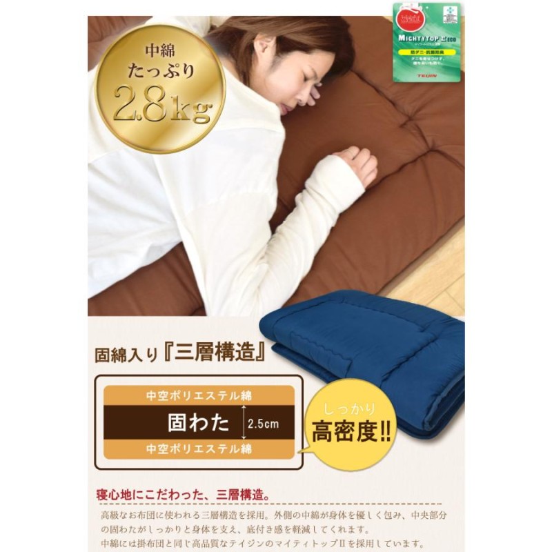 敷き布団 ダブル 単品 防ダニ 抗菌 防臭 吸湿 寝具 日本製 約140×200cm 