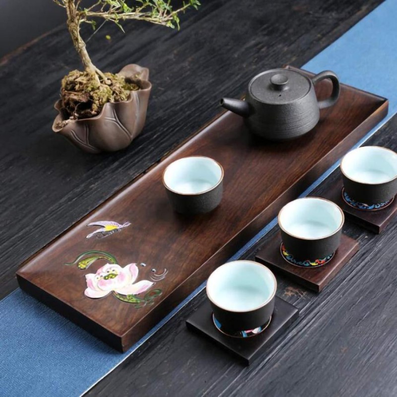 茶器 茶盤 茶道具 お茶 ティー 茶器 茶盆 茶台 茶托 セット 黒檀 木製