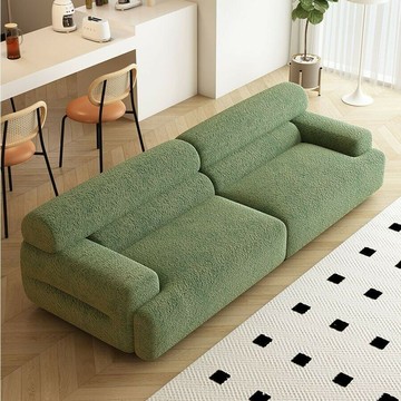 【免運費/免關稅】復古羔羊絨沙發 客廳布藝沙發 奶油風吐司布沙發 意式直排多人沙發 實木軟包沙發 雙人沙發 大沙發