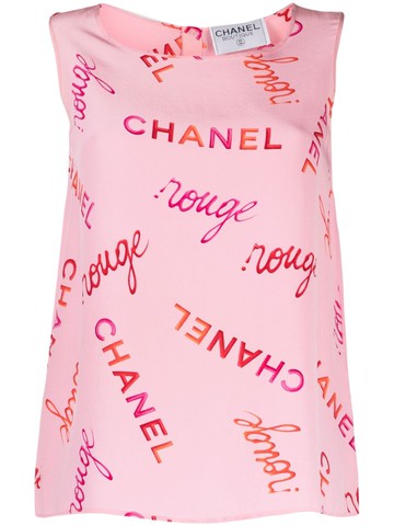 CHANEL Pre-Owned - 1998 logo-print silk blouse - women - Wool/Nylon/Silk - 36 - Pink