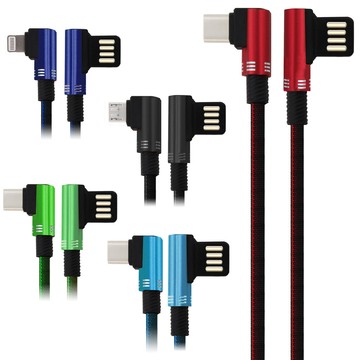 type-c/microusb/lightning 1m 超薄正反可插雙l型27w充電線