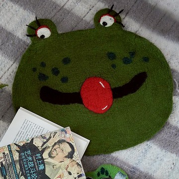 軻人造物羊毛氈青蛙墊子椅桌子墊子網紅蛙手工丑萌可愛多用墊子