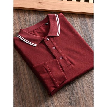 福利特獻 ！外貿男裝秋季商務休閑親膚透氣撞色翻領長袖POLO衫潮