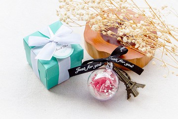 T盒裝－乾燥花鑰匙圈(鐵塔款) 6色可挑 來店禮 迎賓禮 婚禮小物