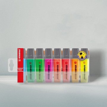 【stabilo】波士經典螢光筆-8色塑膠吊盒(原廠正貨)