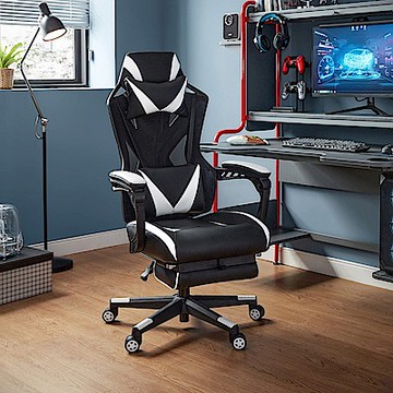 林氏木業現代電競人體工學電腦椅 BY031-黑銀色 (H014340095)