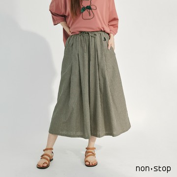 non-stop 質樸條紋綁帶抓摺寬褲-2色