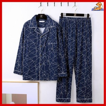 🔥青中年男士睡衣套裝 長袖睡衣男 家居服睡衣 2兩件式睡衣 男居家服 男睡衣套裝 100%睡衣男长袖棉质春秋季睡392