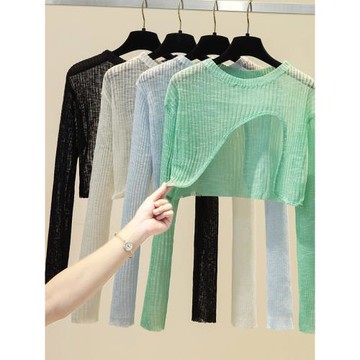 配吊帶裙子外搭罩衫女夏季新款短鏤空防曬衣套頭小披肩罩衫薄外套