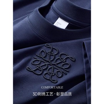 80S液氨雙淬絲冰氧短袖T恤男2026夏季新款純棉半袖涼感抑菌3D刺繡
